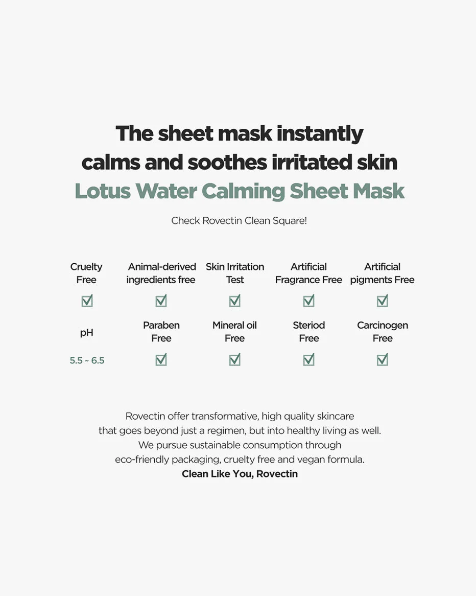 ROVECTIN Clean Lotus Water Calming Sheet Mask - Image 7
